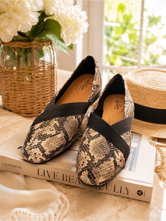 Clarks Shoes - CLARK’s Collection Leather Slip On Loafers Size 9W. Animal Print NEW. MSRP $78